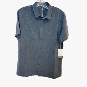 NWT Vuori Bridge Button Down shirt Short Sleeve Men Size M Charcoal Arrow